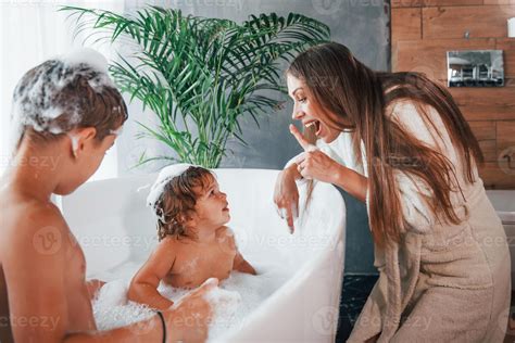 Mother Son Bath Stock Footage: Royalty